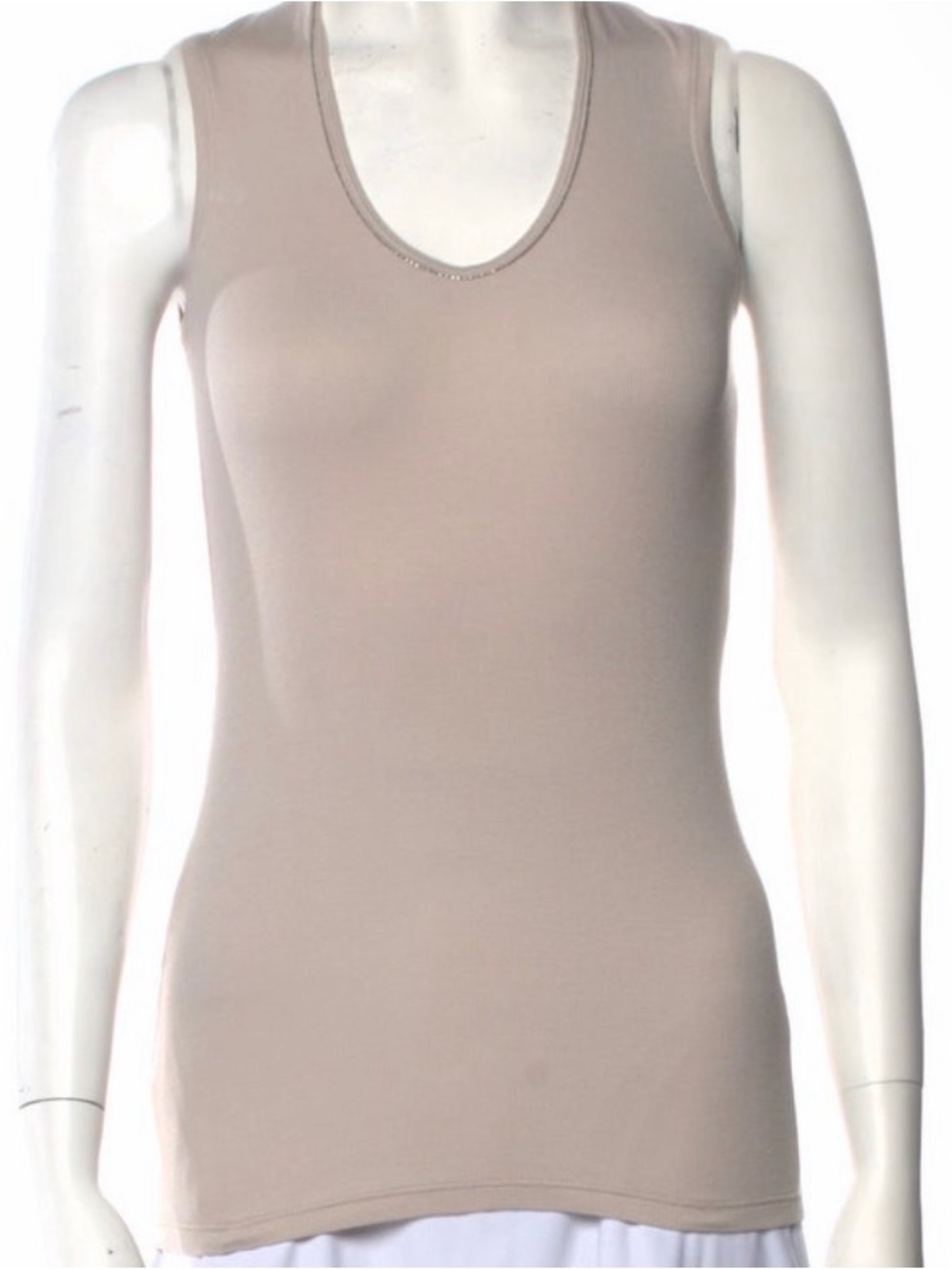 Brunello Cucinelli Taupe Scoop Neck Tank Top